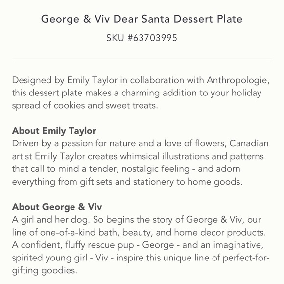 Anthropologie George & Viv Dear Santa Plate NWT - Picture 4 of 5